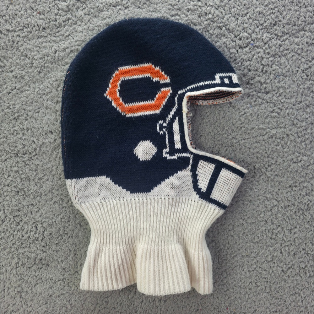 Vintage Chicago Bears Game Face Knit Helmet Facemask Ski Mask Hat NFL USA 1990s